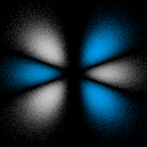 Electron dot-density plot of the 6h_xxx_3xyy orbital.