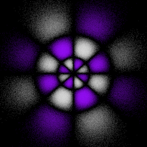 Electron dot-density plot of the 7g_xzzz orbital.
