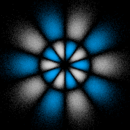 Electron dot-density plot of the 7h_xxx_3xyy orbital.