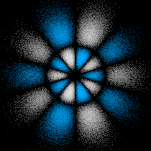 Electron dot-density plot of the 7h_xzzz orbital.